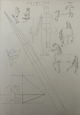 Antique Print c1877 Horse – Painting Outline Engraving Victorian Art Drawing