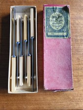 Vintage Set Of 6 Sheffield Table Knives In Original Box From Various Makers
