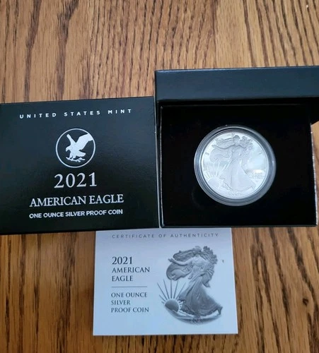 2021-W American Silver Eagle Proof Type 2 Dollar $1 Box US Mint 21EAN OGP COA
