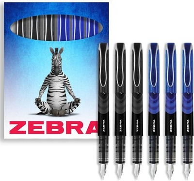 Fountain Pens Disposable 6 Pcs Fine Tip Black Blue Ink for Writing