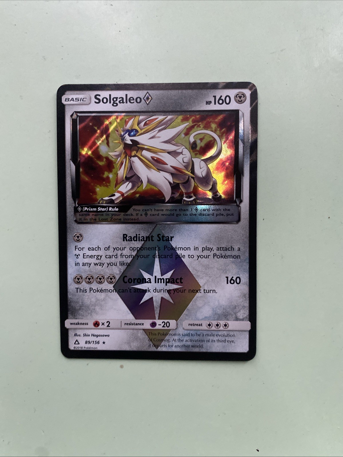 Pokemon TCG Solgaleo Prism Star 89/156 Ultra Prism 2018 LP Holo Rare
