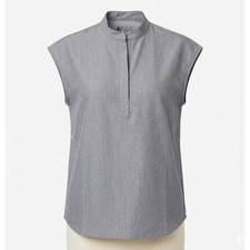 FIGS Rafaela Oversized Scrub Top Women M Grey Short Sleeve Pockets Workwear