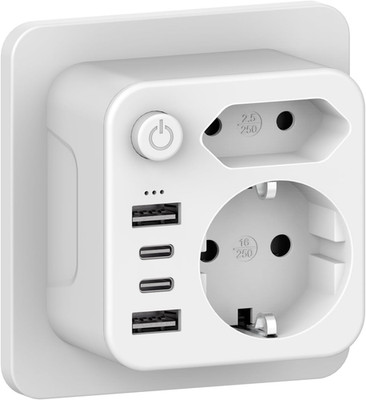 Double Plug USB Socket Adapter 4 USB Ports USB-C 2 Way Plug Power Adapter New