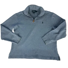 Polo Ralph Lauren Quarter Zip Pullover Sweater Mens Medium Blue Pony Logo
