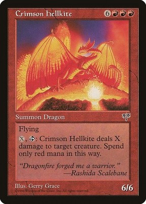 Crimson Hellkite 3x MTG Mirage Rare Vintage 2 NM + 1 LP red