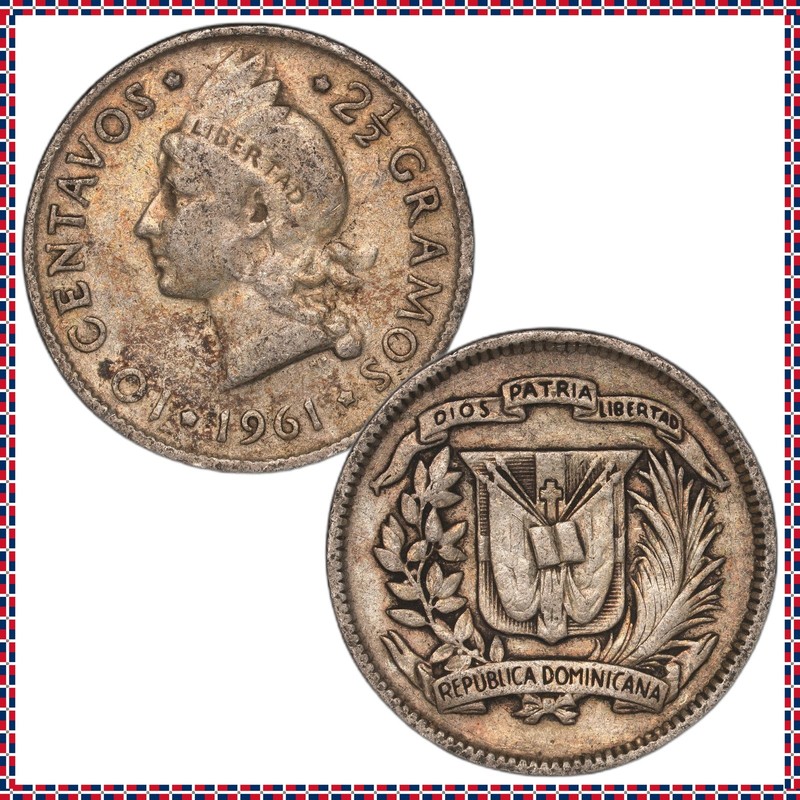 Dominican Republic - 10 Centavos - 1961 KM#19 - Item #2 Silver .900 - 0.072 ASW