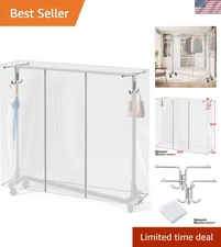 Durable Clear Cover with Chrome Bracket for Z-Base Garment Rack Protection