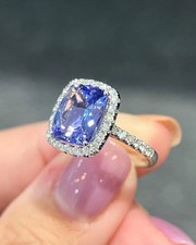5.50 Ct Natural Sapphire Diamond Anniversary Ring 14K Solid White Gold Size 6.5