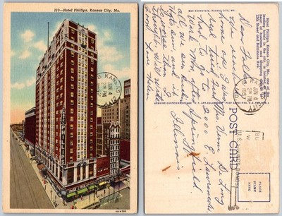 Hotel Phillips Kansas City MO Postcard