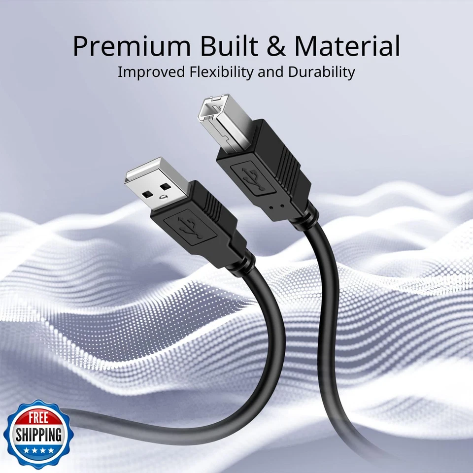 TNP USB A to USB B Audio MIDI Cable - 10 Meters, Black, Male-to-Male, USB 2.0 - Image 3 of 4