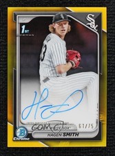 2024 Bowman Draft Chrome Prospect Yellow Refractor 61/75 Hagen Smith Auto 03wt