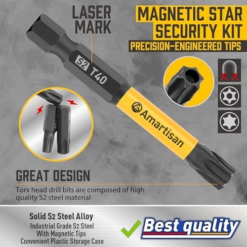 24-Piece Torx Bit Set S2 Steel T5-T40 Security Fastener