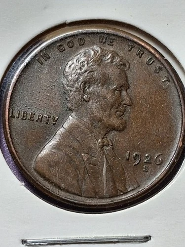 1926-S LINCOLN CENT. AU-++. BROWN HIGH GRADE. NICE