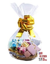 Cello Bags,10 CT 24x30 inches Clear Cellophane Bags Perfect for Gift Baskets,