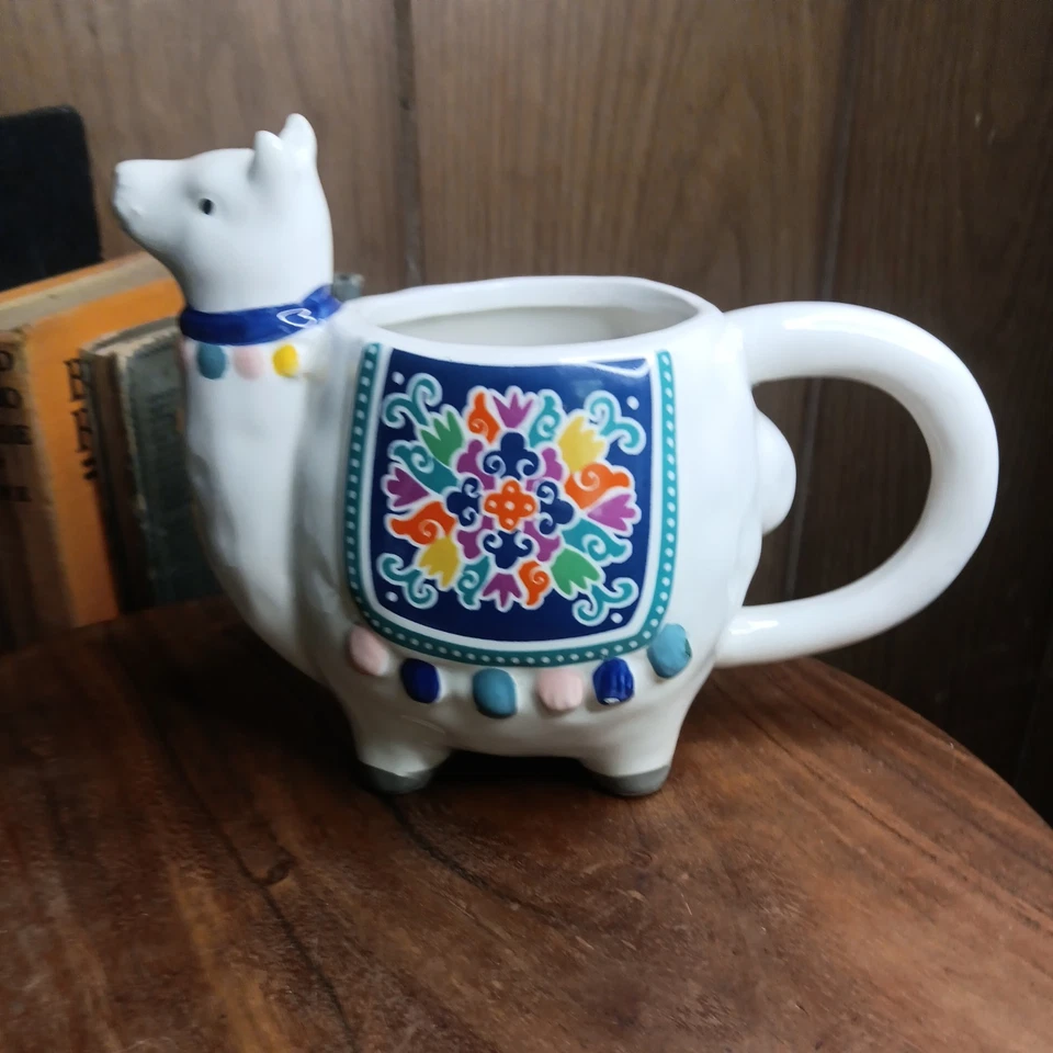 Taza de café con figura de llama de cerámica pintada a mano taza de bebidas calientes decoración de animales Foto 3 de 4