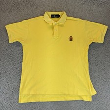 Vintage 90s Polo Ralph Lauren Crest Polo Shirt Men  s Large Yellow Single Stitch