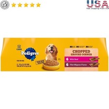 Chopped Ground Dinner Wet Dog Food Filet Mignon Beef 12 Pack 13.2oz Cans New 2.94 per gallon