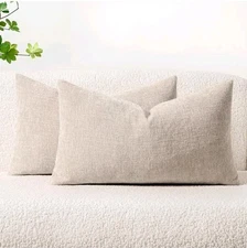 MIULEE Pack of 2 Couch Throw Pillow Covers, 12x20 Inch, Soft Light Brown,...