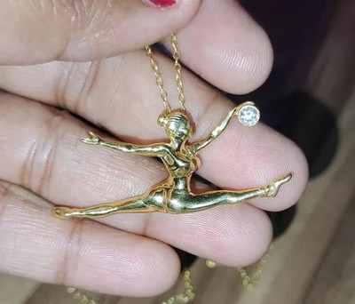 0.40Ctw Round Cut Real Moissanite Dancing Girl Pendant 14K Yellow Gold Plated