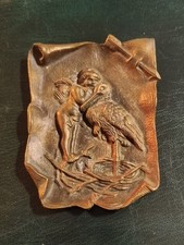 VINTAGE ANTICO POSACENERE IN BRONZO 11 X 8 CM Ac1