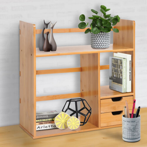 Desk Organiser Bookshelf Storage Shelf 180 Degree Rotatable 2 Drawers - Picture 1 of 11
