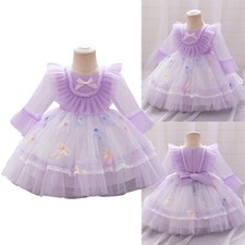 Flower Girls Kids Tutu Dress Long sleeve Princess Party Wedding Bridesmaid Gown