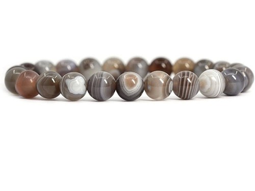 AAA Quality Natural Boswana Agate Round Beaded Bracelet For Men and Women - Picture 7 of 16