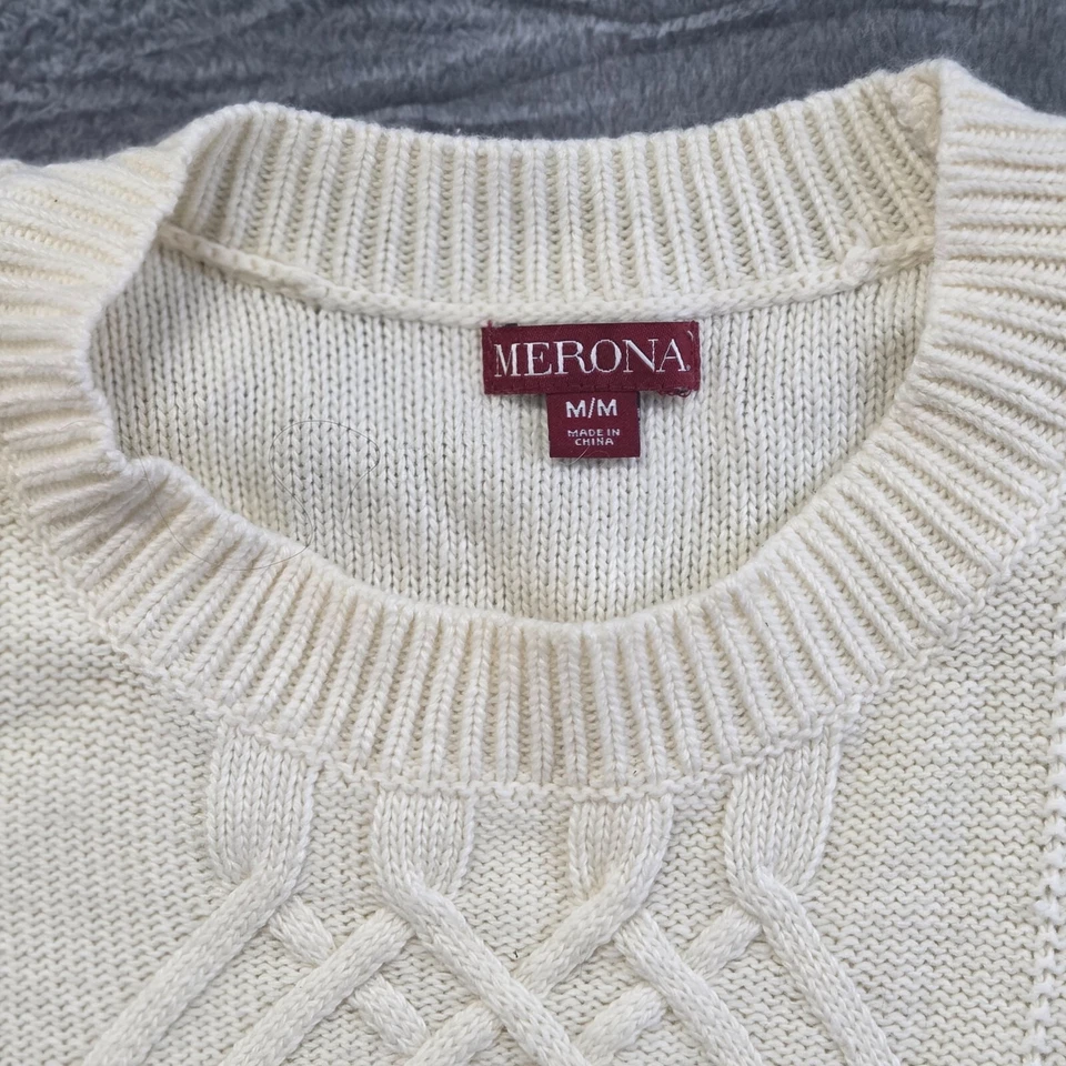 Suéter Merona Mujer Talla Mediana Crema Tejido Cuello Redondo Manga Larga Pullover Foto 2 de 4