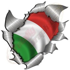 Large Metal Rip Torn Italian Italy Flag Sticker JDM Race Car Van Vespa Scooter