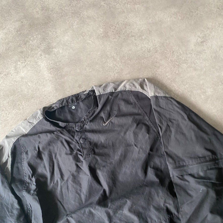 SACAI X NIKE Nike Anorak Giacca Uomo Grande Piccola Swoosh Snap Pull Over Mac Giacca a Vento Nero