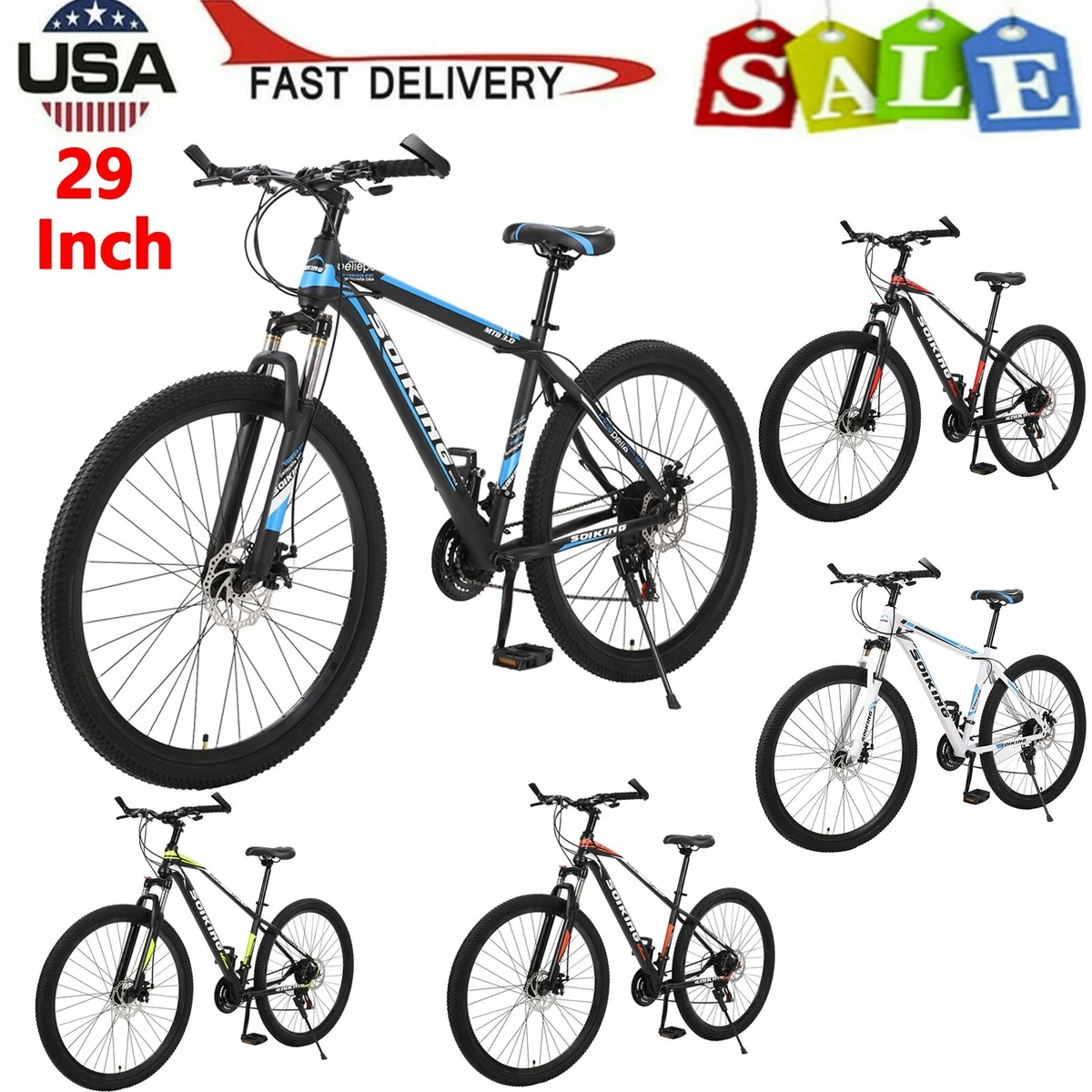 29and#034; Front Suspension Mountain Bike Shimano 21 Speed Menand#039;s Bikes Bicycle MTB Bike eBay