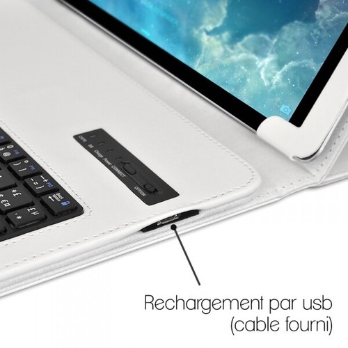 Étui Blanc officiel Universel L Clavier Azerty Bluetooth pour Archos 101f Neon 10,1