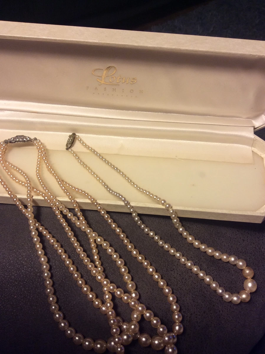 Vintage lotus pearl necklace outlet