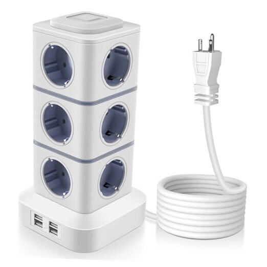 Power Strip Surge Protector Outlet Extender Surge Protector with 12 White