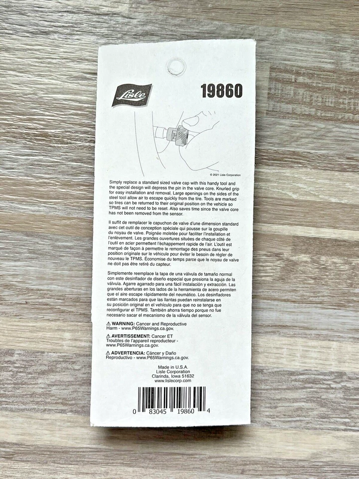 NUEVO Juego de deflador de neumáticos para vástago de válvula TPMS - Herramienta Lisle Prt# 19860 Foto 3 de 3