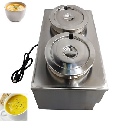 2-Pan Commercial Food Warmer Stove Countertop Canteen Buffet Steam Table 110V