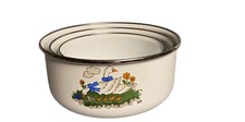 Gänsemotiv, 3tlg. emaillierter Schüsselsatz, Münter?