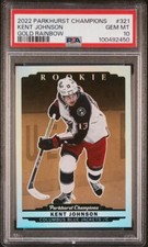 2022 Upper Deck Kent Johnson Gold Rainbow Parkhurst PSA 10 Blue Jackets