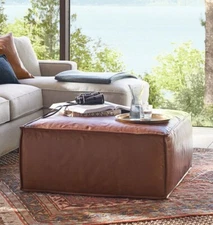 Aamazing Moroccan Pouffe Leather Genuine Ottoman Footstool New Unstuffed 30''