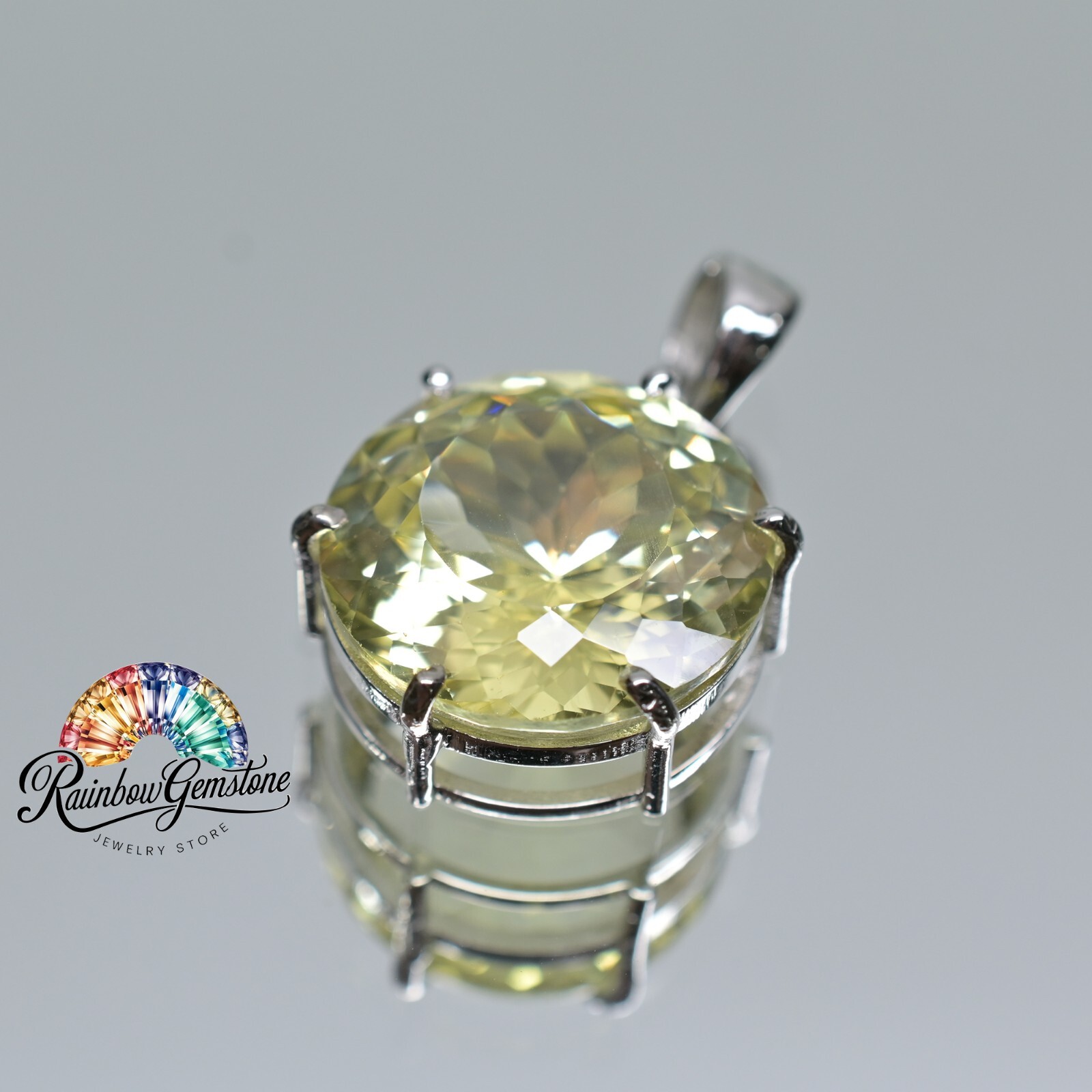 Certified 27 Ct Yellow Sapphire Six Prong Gemstone Pendant in 925 Silver
