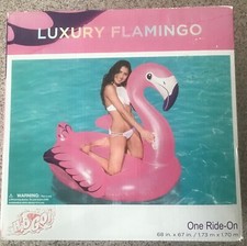 LUXURY FLAMINGO INFLATABLE RIDE ON POOL FLOAT RAFT H20 GO BESTWAY