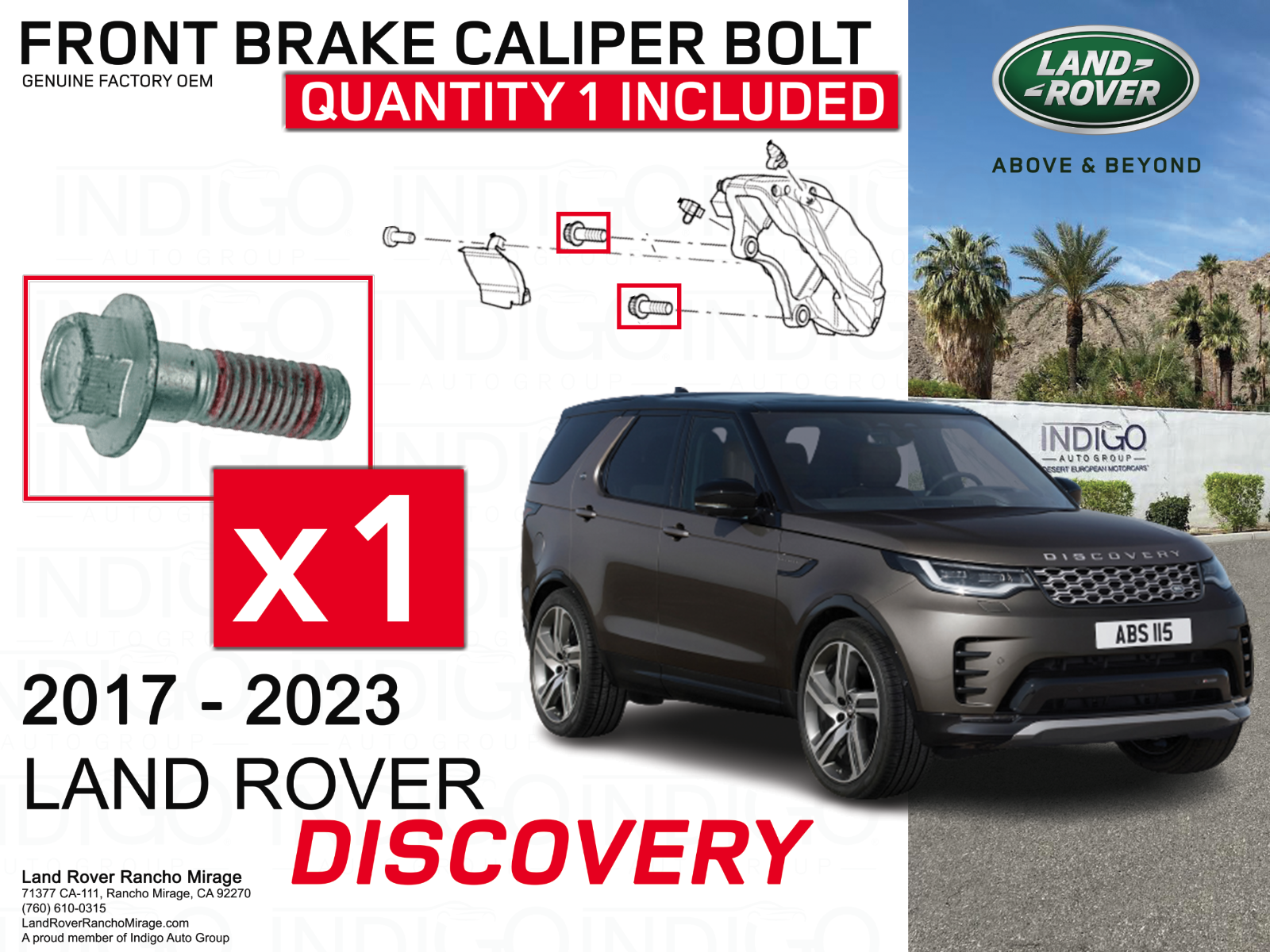 LAND ROVER DISCOVERY OEM BrakeFrontCaliper Assembly Mount Bolt DIS