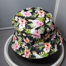 Floral Bucket Cap Youth / Adult Small Black Colorful Midwood Brands