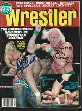 TC237  Superstar Billy Graham  Ricky Steamboat signed Wrestling Magazine w/COA