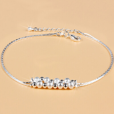 Women's 925 Sterling Silver Elegant Beads Link Chain Foot Ankle Bracelet #AB32