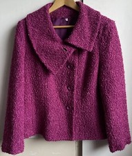 Ewm Size 14 Part Wool Gorgeous Pink Buttoned Jacket