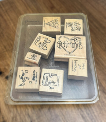 Stampin Up Girlfriends It's Your Day What-ever 8 Wood Mount Stamps 2002