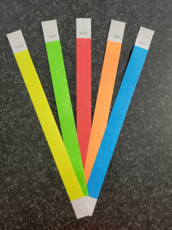500 3/4" TYVEK WRISTBANDS IN 5 COLORS , WRISTBANDS FOR EVENTS, PAPER ARM BAND