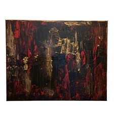 Abstrakte Kunst Acrylbild auf Leinwand 50x40cm,  Unikat , Schwarz,  Rot,  Gold