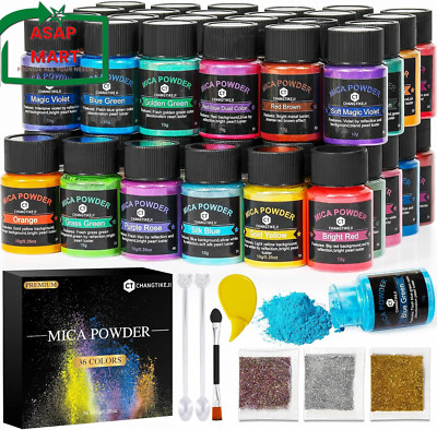Mica Powder，36 Colors - 10G/Bottle of Natural Pigment Powder for Epoxy Resin，Soa